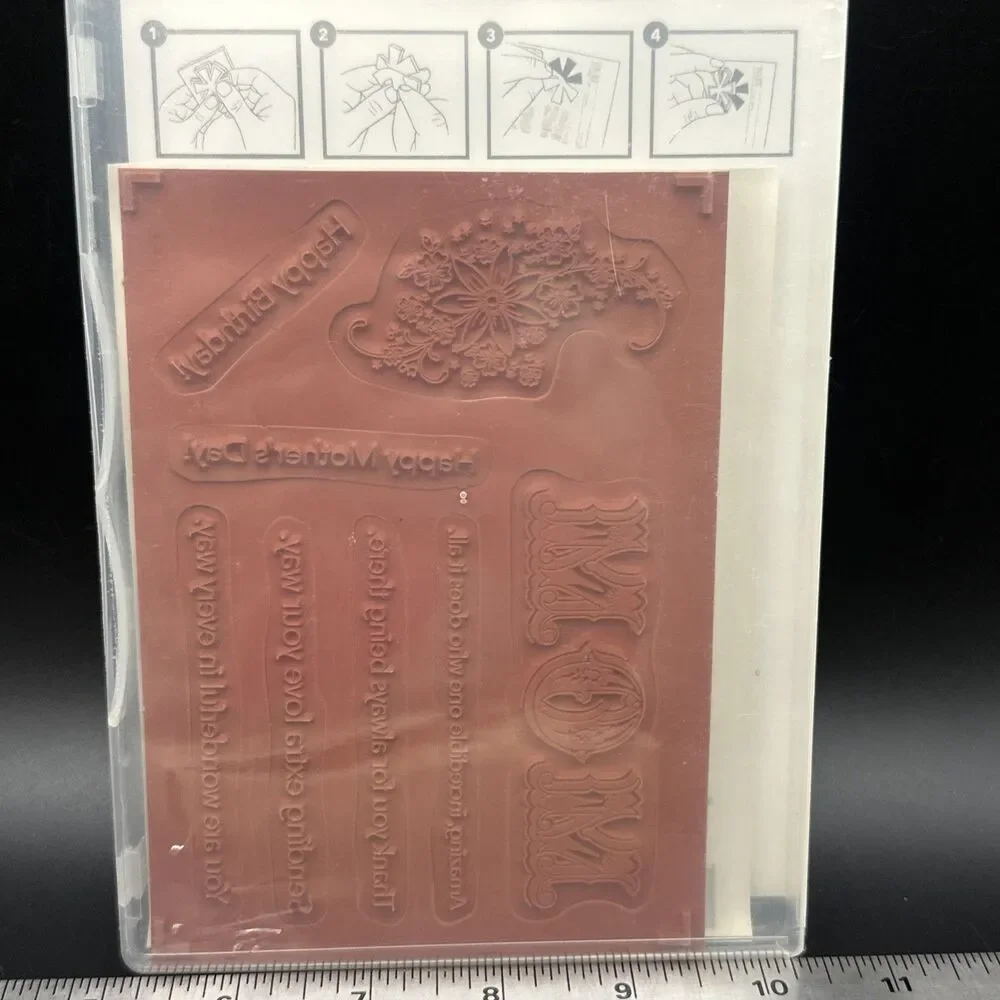 NEW Stampin Up Stamp Rubber Message For Mom Mother's Day Birthday Flower Love